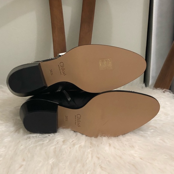 💥 CHLOE Susanna Bootie Black Leather Silver Studs Sz 36.5 NEW - Picture 7 of 8